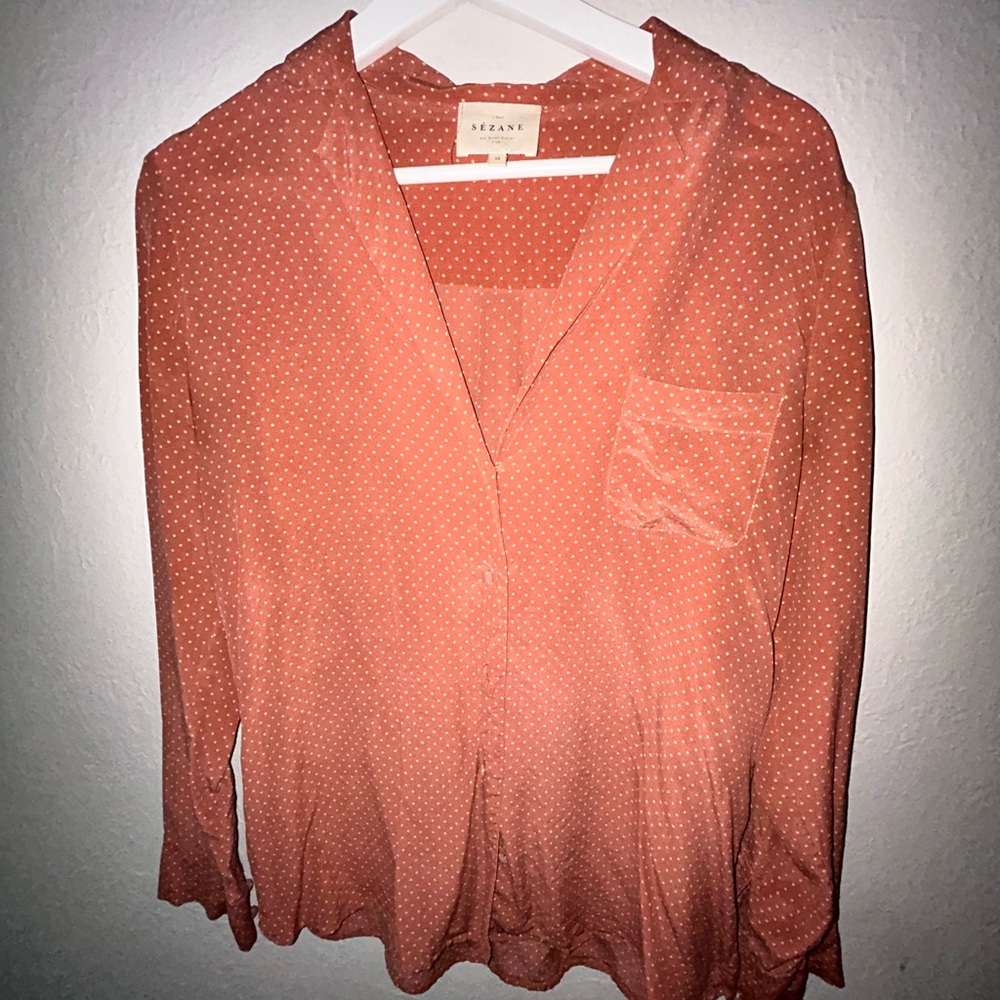 Sezane Florence shirt in pink polkadot